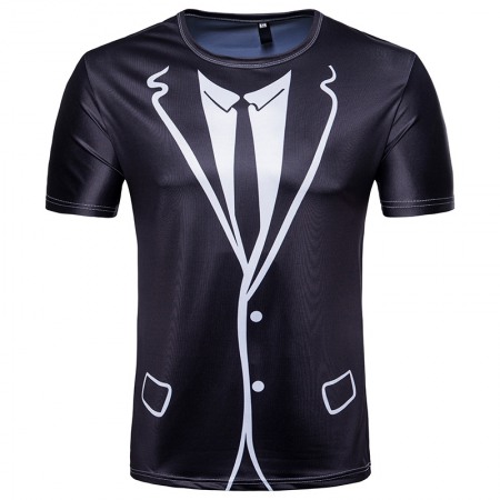 Men's 3D Suit Printing Casual Short-Sleeved T-Shirt